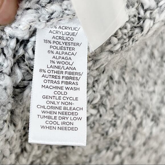 LOFT XSmall XS Drape Front Cardigan Sweater Alpaca Wool Blend Light Marled Gray - Picture 7 of 8